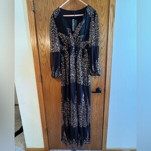 Giffniseti Black and Gold Women's Sequined Dress